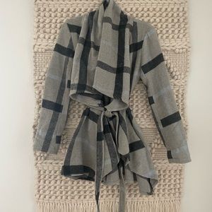 Chic Plaid Jacket with Belt